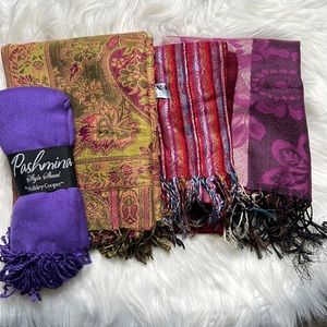 Set of 4 Pashminas/ Scarves - All Like New or New